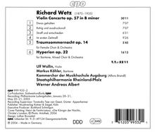 Richard Wetz (1875-1935): Violinkonzert op.57, CD