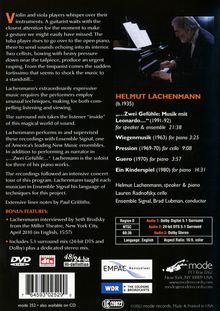 Helmut Lachenmann (geb. 1935): "...Zwei Gefühle...", Musik mit Leonardo für Sprecher &amp; Ensemble, DVD