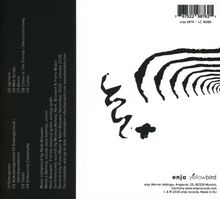 "Up Here," "Moi Soioto," "Niels Brouwer," spiralförmiges schwarz-weißes Muster mit Barcode und Wort "enja yellowbird".