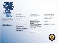 Texte: Yusef Lateef Alight Upon the Lake Live at the Jazz Showcase. Links Songtitel, rechts Produktionsdetails. Unten Logo.