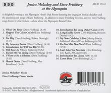 Jessica Molaskey &amp; Dave Frishberg: At The Algonquin, CD
