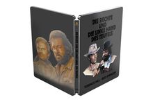 "Die rechte und die linke Hand des Teufels", Illustration von zwei Männern, einer mit Cowboyhut. Namen: Terence Hill, Bud Spencer.