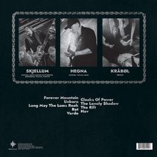 Die Namen "Skjellum", "Hegna", "Kråbøl" stehen unter Fotos dreier Musiker. Liedtitel wie "Forever Mountain", "The Rift".