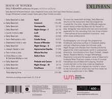 "House of Wonder - Sally Beamish feiert 70 Jahre. Musikstücke mit Titeln und Interpreten. Delphian Records Logo."