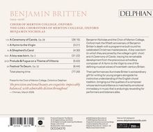 Titel: Benjamin Britten. Werke: A Ceremony of Carols, A Hymn to the Virgin. Chor: Merton College, Oxford.