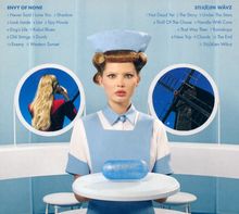 Texte: "ENVY OF NONE", "STIJ(E)N WÄVZ", gefolgt von Songtiteln. Illustration: Frau in blau-weißer Uniform hält Tablett.