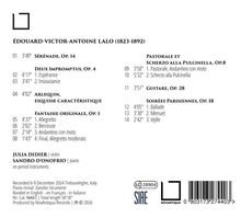ÉDOUARD-VICTOR-ANTOINE LALO (1823-1892). Liste von Musikstücken und deren Dauer. Namen der Interpreten: Julia Didier, Sandro D’Onofrio.