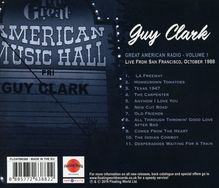 Guy Clark: Great American Radio Vol.1: Live From San Francisco, October 1988, CD