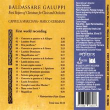 Baldassare Galuppi (1706-1785): Weihnachtsvespern für Chor &amp; Orchester (für die Basilika San Marco Venedig), CD
