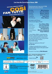 Wolfgang Amadeus Mozart (1756-1791): Cosi fan tutte, 2 DVDs