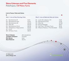 Steve Coleman (geb. 1956): PolyTropos / Of Many Turns: Live, 2 CDs