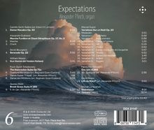 CD-Rückseite mit Musikstücken: "Expectations" von Alexander Ffinch. Wolken über einem Sturm auf dem Meer im Hintergrund.