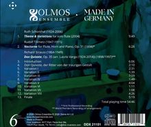 "Olmos Ensemble. Made in Germany. Theme & Variations, Nocturne, Don Quixote. Total playing time 54:46." 

Hintergrund ist ein abstraktes Gemälde.