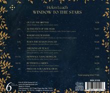 Album: Helen Leach "Window to the Stars". Trackliste mit Titeln und Interpreten auf blauem Hintergrund mit goldenem Laub.