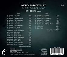 NICHOLAS SCOTT-BURT, 24 PRELUDES FOR PIANO, DA-HEE KIM, piano. Zwei Disc-Auflistungen von Preludes, Komponistenname oben.