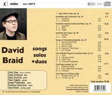 David Braid (geb. 1975): Songs, Solos + Duos, CD