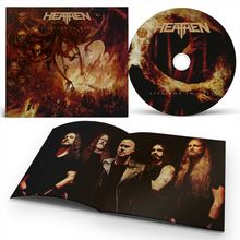 "HEATHEN" und "LIFETIME IN HELL". Cover mit Feuer, Totenköpfen und Kreaturen; Bandmitglieder im Booklet abgebildet.