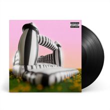 Die Illustration zeigt ein Luftschloss mit schwarz-weißen Streifen vor einem rosa Himmel. Text: "Parental Advisory Explicit Content".