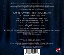 Dies ist das Albumcover von Christopher Tyler Nickel. Werke: "Stabat Mater," "A cappella Motets," "De profundis," "Magnificat."