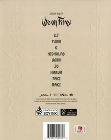 „&TEAM 3rd EP: We on Fire“ steht oben. Darunter die Namen: EJ, FUMA, K, NICHOLAS, YUMA, JO, HARUA, TAKI, MAKI. Unten sind Logos.