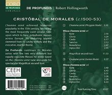 CD-Cover mit Informationen zu Cristóbal de Morales' Musik, Trackliste und Logos dreier Institutionen.