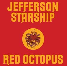 Text: "JEFFERSON STARSHIP", "RED OCTOPUS". Illustration: Herz mit Tentakeln auf rotem Hintergrund.
