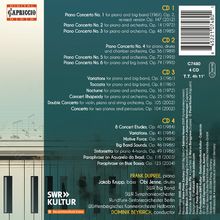 "CD 1: Piano Concerto No. 1 bis 3. CD 2: Concerto No. 4 bis 6. CD 3: Variations, Toccata. CD 4: Concert Etudes. SWR Kultur Logo."