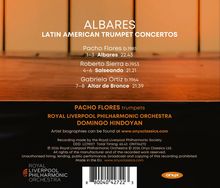 "ALBARES LATIN AMERICAN TRUMPET CONCERTOS"; Werke von Pacho Flores, Roberto Sierra, Gabriela Ortiz. Logo unten links.