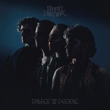 Das Bild zeigt vier Personen im Profil, stilvoll beleuchtet und dunkel gehalten. Oben steht "Greta Van Fleet", unten "Palace for the People".