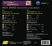 "Varna Summer International Music Festival 1926-2026. Bruch, Brahms Violin Concertos. Running Time CD1: 72:09, CD2: 72:56."