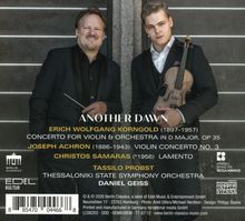 "Another Dawn. Erich Wolfgang Korngold, Joseph Achron, Christos Samaras, Tassilo Probst, Daniel Geiss." Zwei Männer, einer mit Geige.