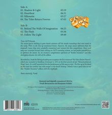 Text: 

Seite A:
1. Shadow & Light 05:19
2. Heartbeat 06:31
3. Silhouette 03:27
4. The Tides Return Forever 07:03

Seite B:
1. Behind The Walls Of Imagination 06:25
2. The Flash 05:36
3. Follow The Light 09:49

Logo: „Eloy“ im orangen Schriftzug; der Hintergrund ist türkisfarben mit Meeresmotiv.