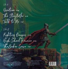 Texte: 
Side A: 1. Overture 5:54, 2. The Storyteller 6:29, 3. Talk to Me 7:57
Side B: 1. Fighting Dragons 11:35, 2. High School Reunion 5:56, 3. The Broken Crown 7:09

Illustration: Ein Ritter mit rotem Umhang und Schwert. Hintergrund in Grüntönen.