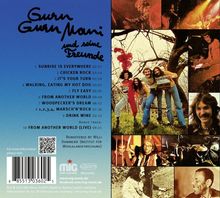 "Gurn Gurn Mani und seine Freunde" plus Titelliste. Fotos von Bandmitgliedern und Live-Auftritten vor blauem Hintergrund.