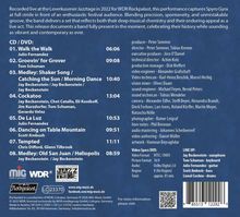 Text über Konzertaufnahme bei den Leverkusener Jazztagen 2022 mit Spyro Gyra. Spielzeiten der Lieder und Mitwirkende sind aufgeführt.