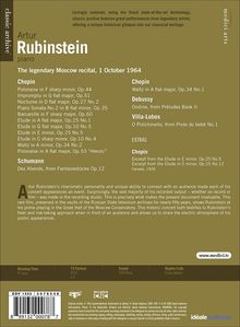 Artur Rubinstein - The Legendary Moscow Recital 1964, DVD