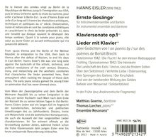 Hanns Eisler (1898-1962): Ernste Gesänge, CD