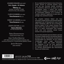 "JOHANNES BRAHMS, CLARA SCHUMANN, ROBERT SCHUMANN, JOSEPH JOACHIM" und Stücktitel dominieren. Text beschreibt romantische Freundschaften.