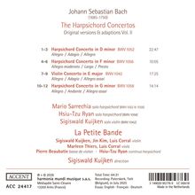 "Johann Sebastian Bach: The Harpsichord Concertos, Vol. II. Werke und Solisten sind aufgelistet; Gesamtzeit: 64:31."