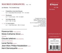 Maurice Emmanuel (1862-1938): Lieder, CD