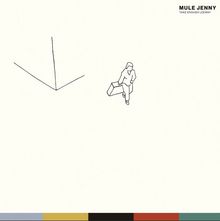 Oben rechts: "MULE JENNY TAKE ENOUGH LEEWAY". Minimalistische Zeichnung einer Person mit Koffer im weißen Raum.