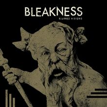 Der Text "BLEAKNESS" und "BLURRED VISIONS" ist zu sehen. Darstellung eines alten Mannes mit Bart und Hörnern, in einer Kunstszene.
