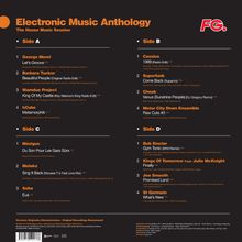 "Electronic Music Anthology: The House Music Session" zeigt Tracklisten von vier Seiten. Oben rechts ist ein FG.-Logo.