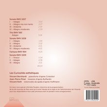 Sonaten BWV 1027, 1028, 1029 und Trio BWV 583 mit Zeiten. "Les Curiosités esthétiques" und Künstlernamen erwähnt.