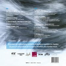 CD I: 1. L'ÉTOFFE DES RÊVES, 2. MELENCOLIA (2025), 3. L'ENVIE DE PARTIR, 4. DIVERTISSEMENT. 

Hintergrund: Textur aus Wasserwirbeln. Unten: Logos.