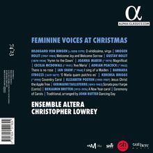"Feminine Voices at Christmas" Liste von Komponisten und Stücken, Ensemble Altera, Christopher Lowrey. Alpha-Classics-Logo oben rechts.