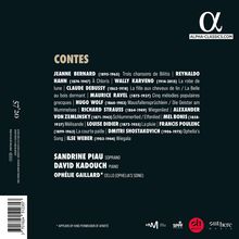 "Contes" mit Werken von Bernard, Hahn, Karveno, Debussy, Ravel, u.a. Interpreten: Sandrine Piau (Sopran), David Kadouch (Klavier).
