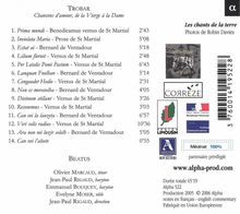 Trobar - Chansons d'amour, de la Vierge a la Dame, CD