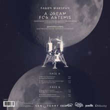 Fabien Waksman, A Dream for Artemis, Lunar Fantasy. Saxophonquartett und Orchester, Illustration einer Mondlandefähre vor zwei Monden.