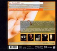 Covertexte: "La Giuditta", Alessandro Scarlatti, Le Parlement de Musique, Markierungen. Hintergrund: Bild einer Hand.